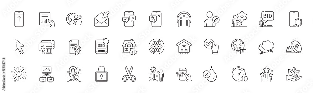 Storage, Organic product and Job line icons. Pack of Phone protect, Home charging, Checkbox icon. Open mail, Phone survey, Lock pictogram. Certificate, Stars, Cable section. Recovery ssd. Vector Storage, Organic product and Job line icons. Pack of Phone protect, Home charging, Checkbox icon. Open mail, Phone survey, Lock pictogram. Certificate, Stars, Cable section. Recovery ssd. Vector