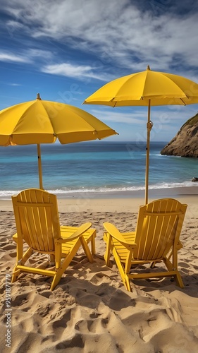 Wallpaper Mural lounge chairs on the beach Torontodigital.ca