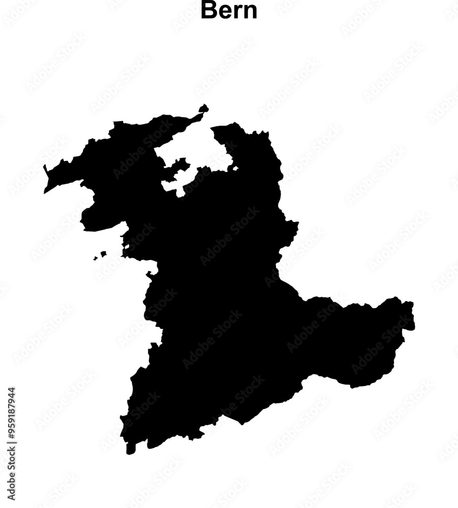 Fototapeta premium Bern canton blank outline map