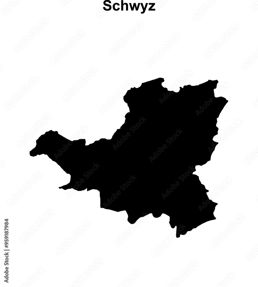Schwyz canton blank outline map Schwyz canton blank outline map
