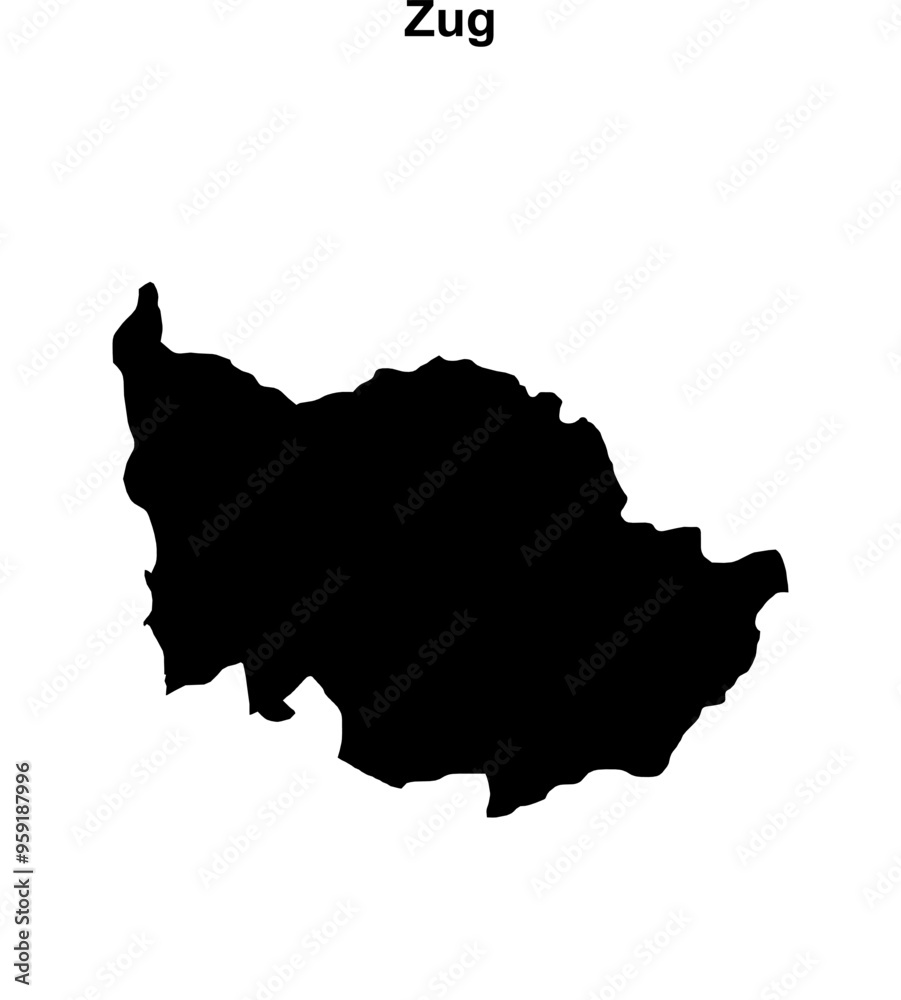 Zug canton blank outline map Zug canton blank outline map