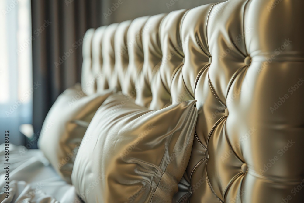 Obraz premium Golden Tufted Headboard - AI Generated