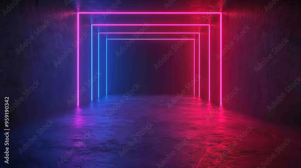Laser grid lights forming a 3D cube, intense red and blue colors, hightech futuristic stage design Laser grid lights forming a 3D cube, intense red and blue colors, hightech futuristic stage design