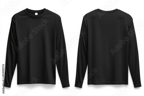 Black long sleeve tshirt mockup isolated created with Generative AI