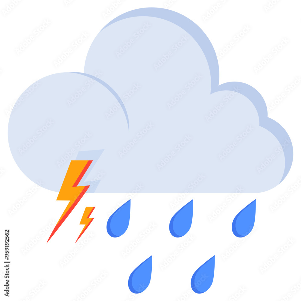 Thunderstorm and Rainy Weather Icon Thunderstorm and Rainy Weather Icon