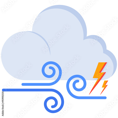 Stormy Weather Lightning and Wind Icon