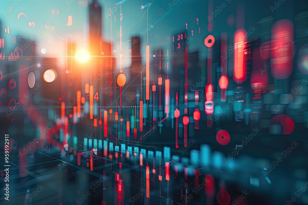 Abstract Cityscape with Financial Data Abstract Cityscape with Financial Data
