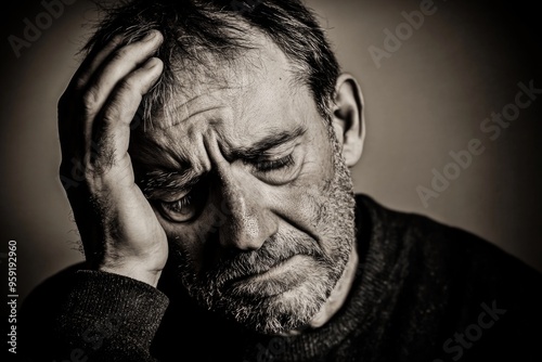 Contemplation and emotion: portrait of an elderly man in thoughtful expression