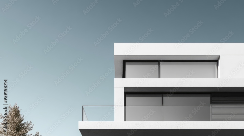 Close up view of a minimalist house design perfect for use as an abstract background