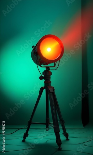 studio flash light on a tripod..