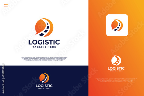 Global logistic logo design. Globe with highway logo combination