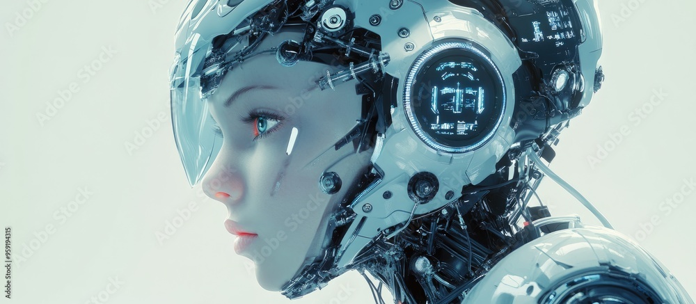 Cyborg girl in a state of tranquility 3D illustration Cyborg girl in a state of tranquility 3D illustration