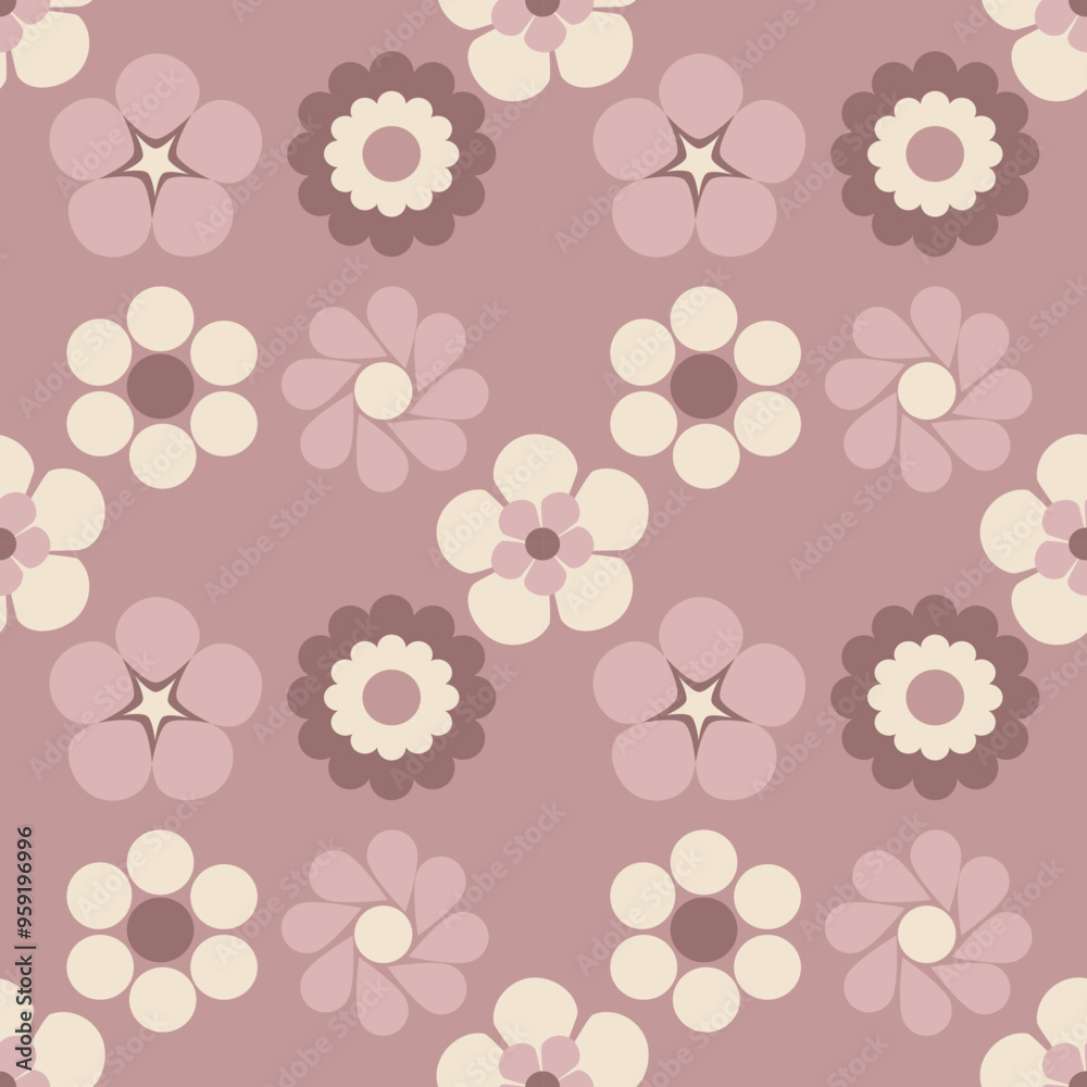 Seamless floral pattern with abstract flowers in flat technique vector illustration Seamless floral pattern with abstract flowers in flat technique vector illustration