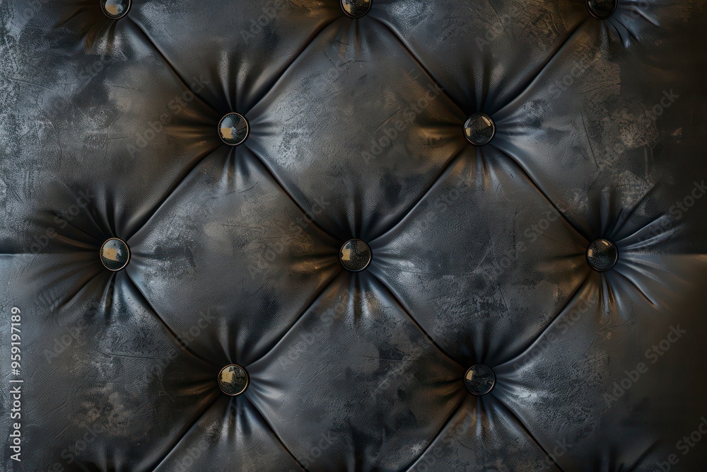 Fototapeta premium Grey Tufted Headboard - AI Generated