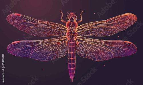 A linear vector of a dragonfly.