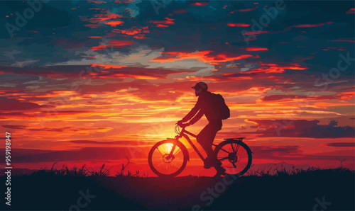 Wallpaper Mural A silhouette vector of a person cycling. Torontodigital.ca