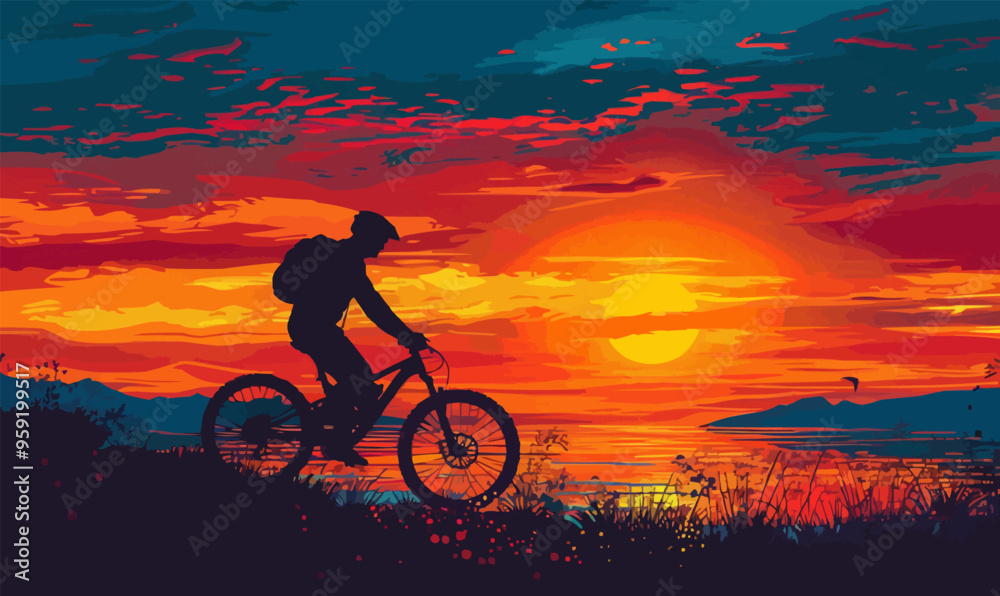 Fototapeta premium A silhouette vector of a person biking.