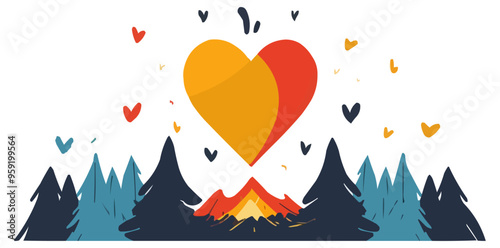 simple vector logo for a children's camp on the theme: love is not afraid