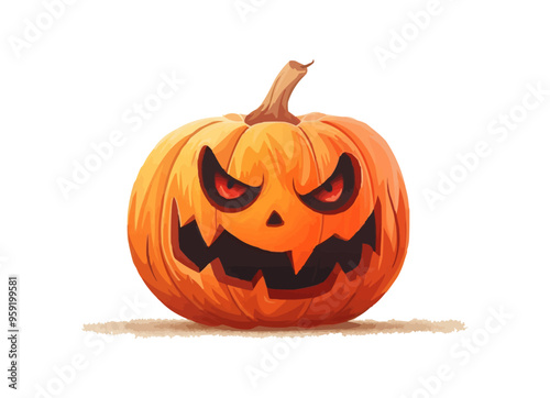 Pumpkin with a scary face. Vector flat isolated.