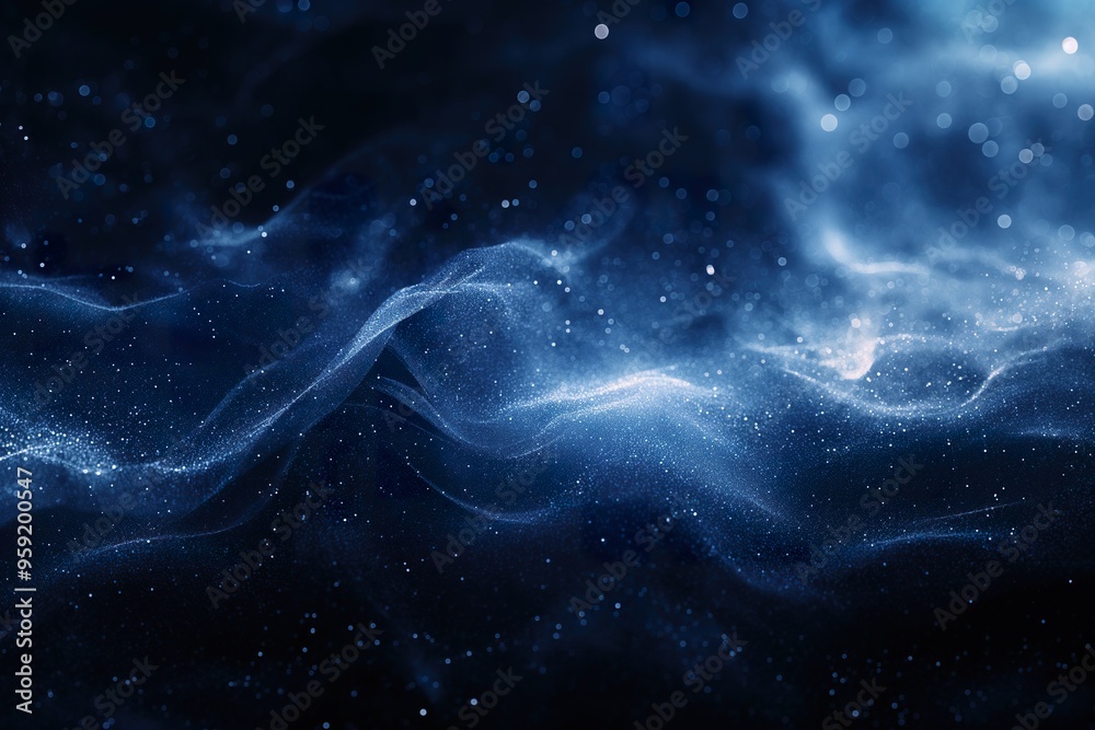 Glowing waves of blue and gray softly blend into a grainy dark expanse, evoking a tranquil cosmic atmosphere. Glowing waves of blue and gray softly blend into a grainy dark expanse, evoking a tranquil cosmic atmosphere.