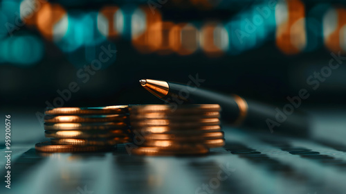 Obraz na płótnie Economy And Finance Background With Money Coins w salonie