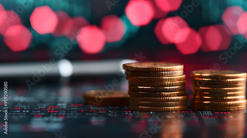 Obraz na płótnie Economy And Finance Background With Money Coins w salonie