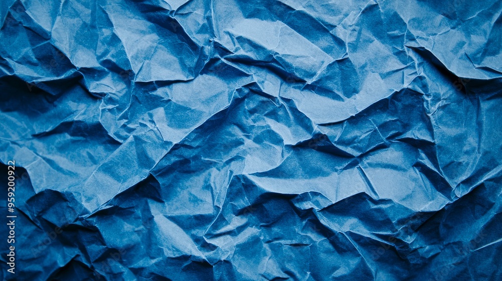 Elegant Waves of Crumpled Blue Paper Create an Abstract Visual Symphony, Perfect for Artistic Interpretation and Creative Backdrops. Elegant Waves of Crumpled Blue Paper Create an Abstract Visual Symphony, Perfect for Artistic Interpretation and Creative Backdrops.