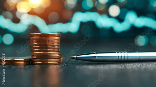 Obraz na płótnie Economy And Finance Background With Money Coins w salonie
