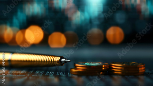 Obraz na płótnie Economy And Finance Background With Money Coins w salonie