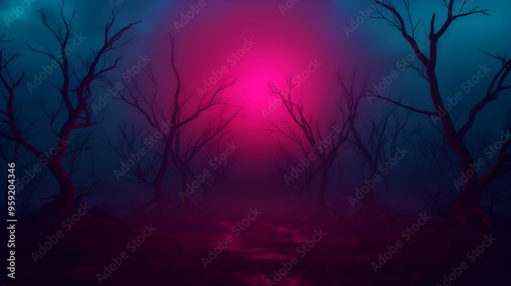 Eerie Halloween Woods With Misty Atmosphere And