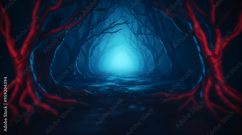 Eerie Halloween Woods With Misty Atmosphere And