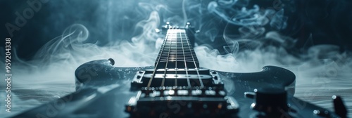 A guitar with smoke coming out of it