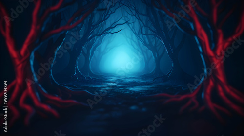 Eerie Halloween Woods With Misty Atmosphere And