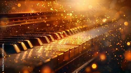 A piano with a lot of sparkles on it