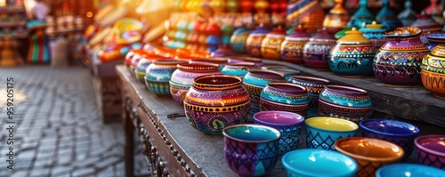 Souvenir shop with colorful items, vibrant and inviting, Urban, Bright colors, Photograph, Travel treasures