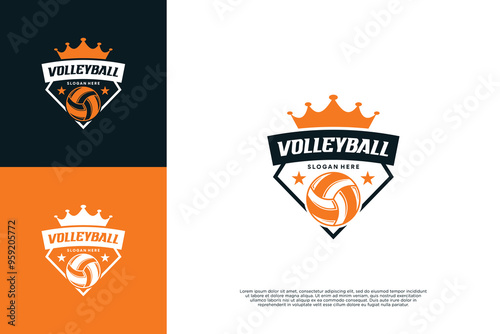 Volleyball team sport logo design. Emblem team volleyball logo