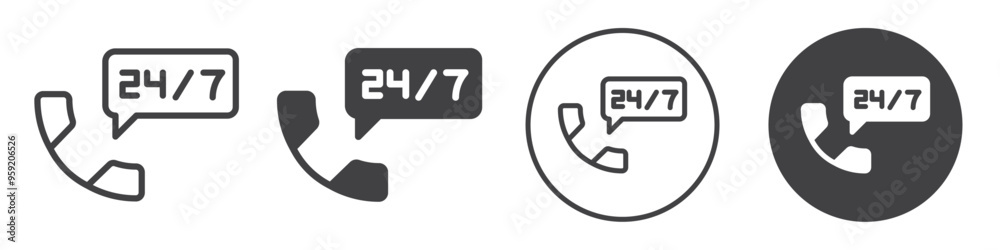 24 7 call icon Vector logo outline 24 7 call icon Vector logo outline