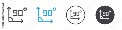 90 Degrees Angle icon Vector logo outline