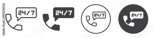 24 7 call icon Vector logo outline