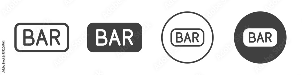 BAR casino icon Vector logo outline BAR casino icon Vector logo outline