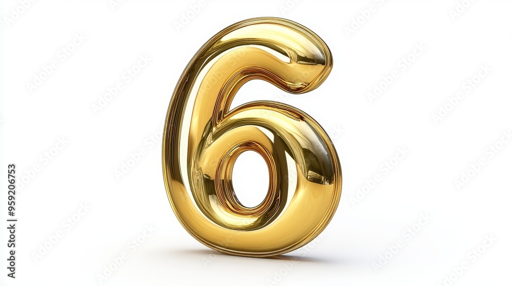Shimmering Gold Number Six: A Radiant Reflection of Elegance Captured in a Minimalist Style Shimmering Gold Number Six: A Radiant Reflection of Elegance Captured in a Minimalist Style