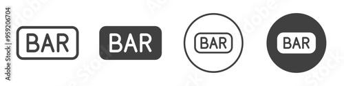 BAR casino icon Vector logo outline