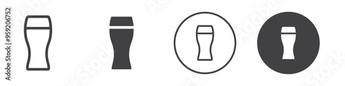 Beer pint glass icon Vector logo outline