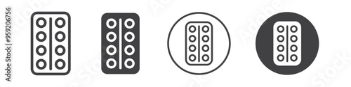 Blister pills icon Vector logo outline