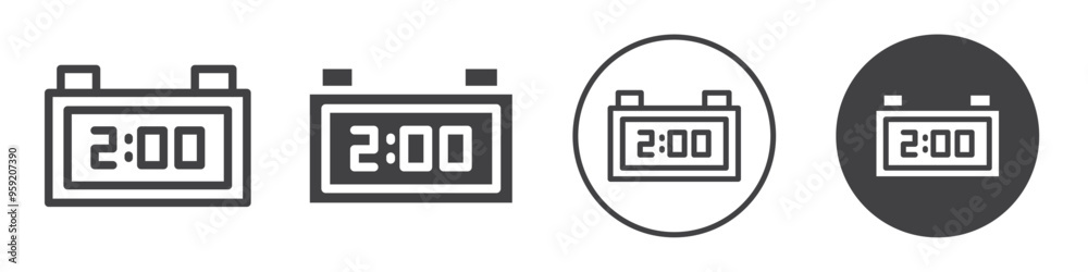Digital alarm clock icon Vector logo outline Digital alarm clock icon Vector logo outline