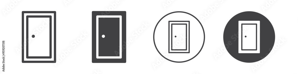 Door front icon Vector logo outline Door front icon Vector logo outline