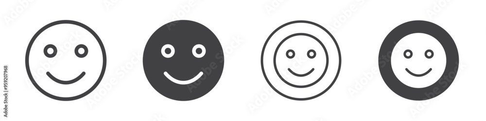 Happy face emoji icon Vector logo outline Happy face emoji icon Vector logo outline