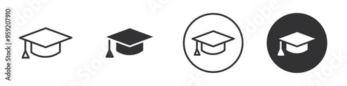 Graduation cap icon Vector logo outline