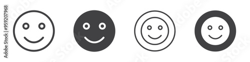 Happy face emoji icon Vector logo outline