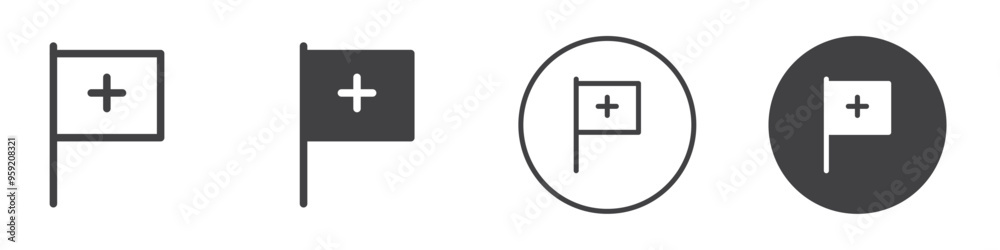 Medical flag icon Vector logo outline Medical flag icon Vector logo outline